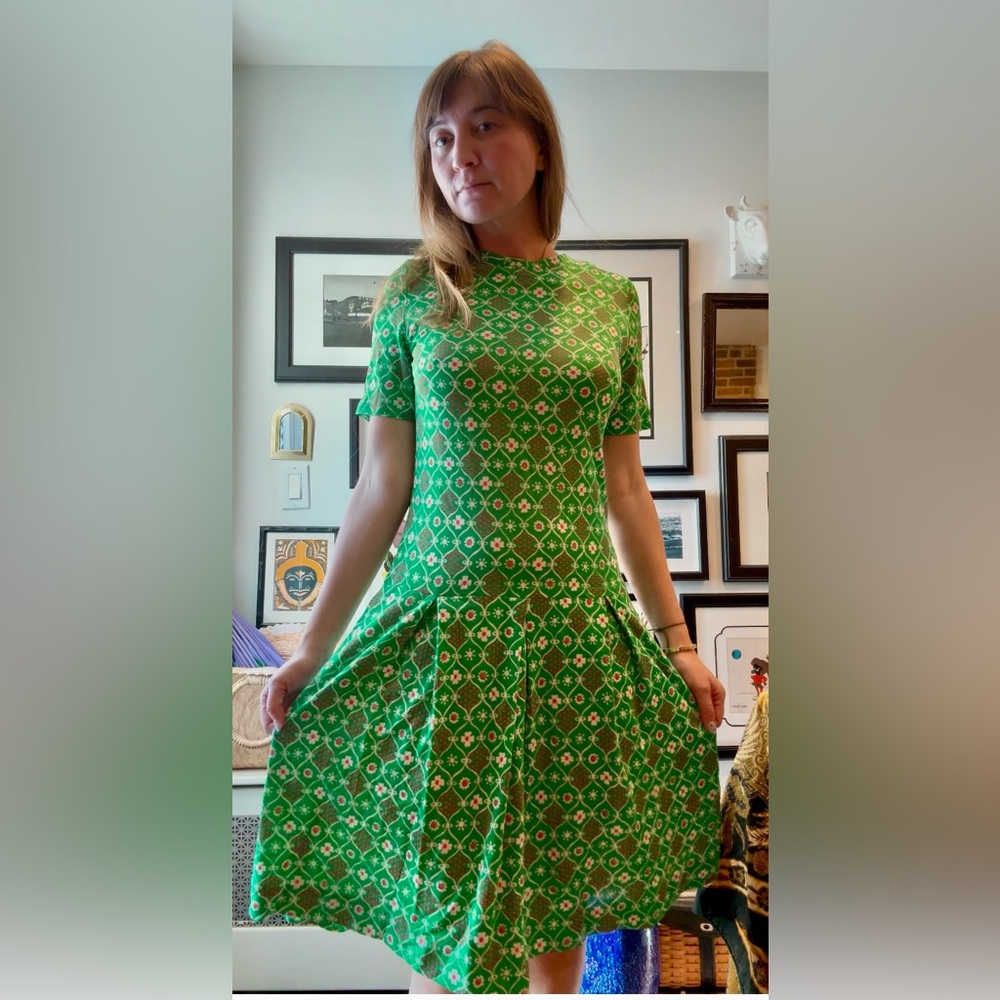 60s Vintage Green Dress | Size small